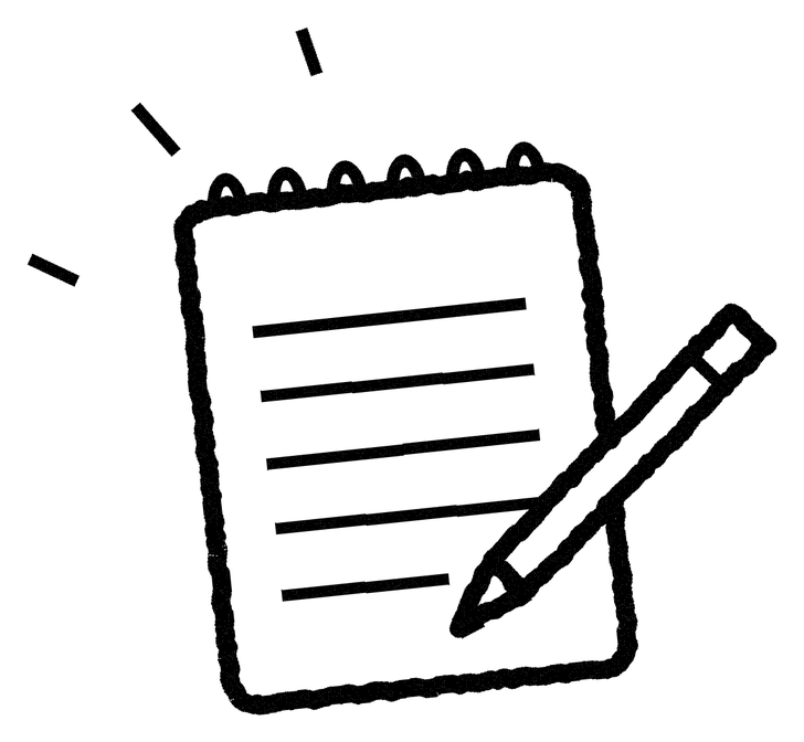 Ícono del blog: libreta y lápiz dibujados a mano